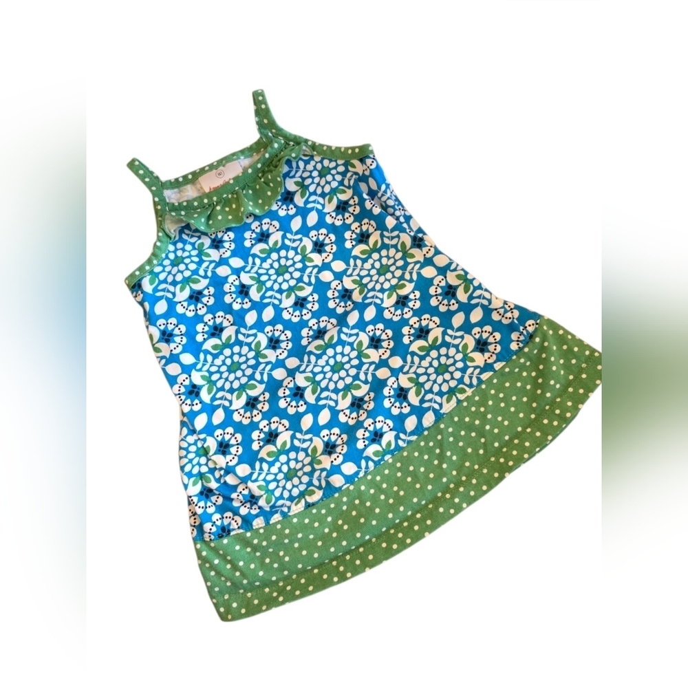 Hanna Andersson Baby Girl/Toddler Sundress, Blue & Green, 80 cm (18-24 mo.)